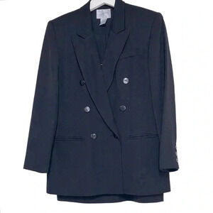 Vintage Jacqueline Ferrar black double breasted blazer & skirt suit‎ size 10